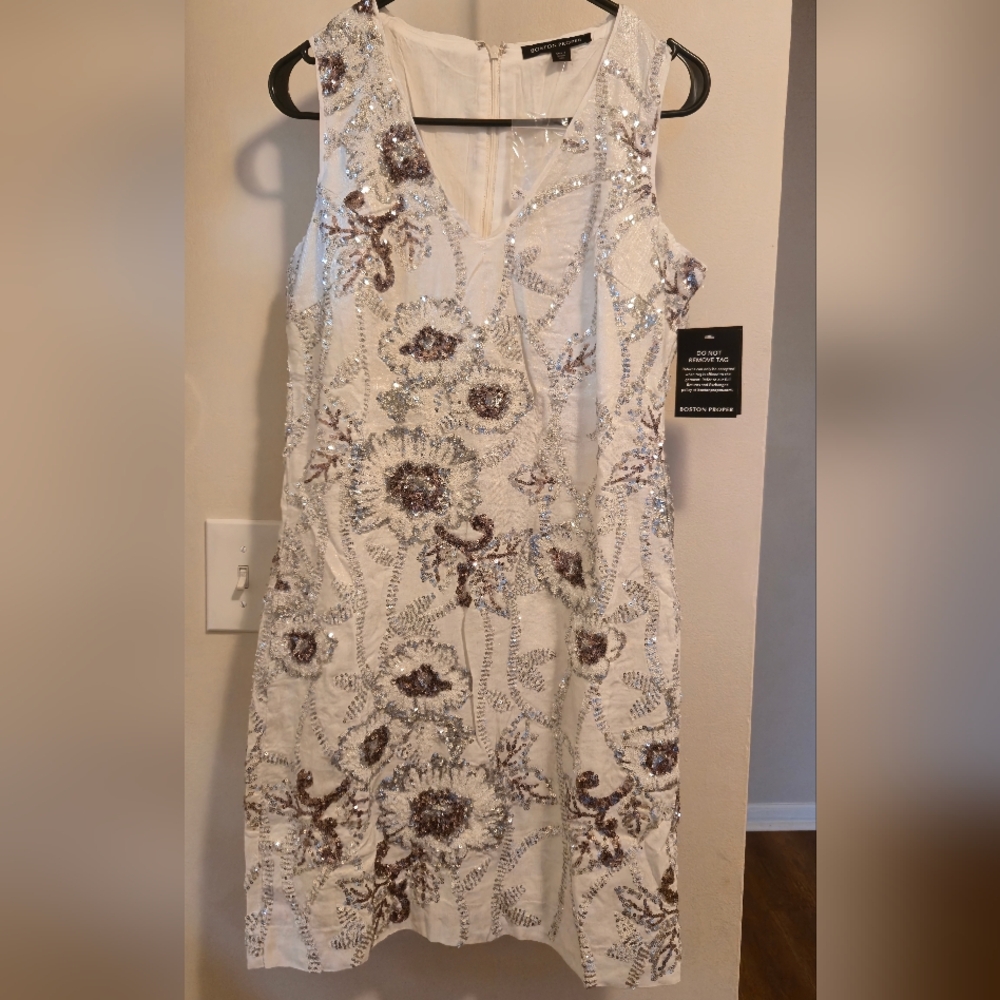 Elegant White and Silver Women's Dress